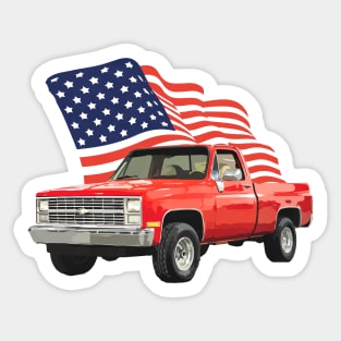 Red American Truck Sticker